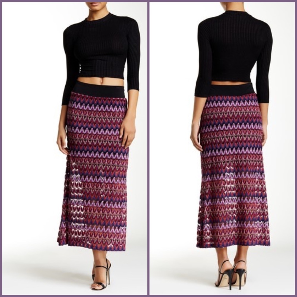 LADIES' MULTI-COLORED CROCHET MAXI SKIRT